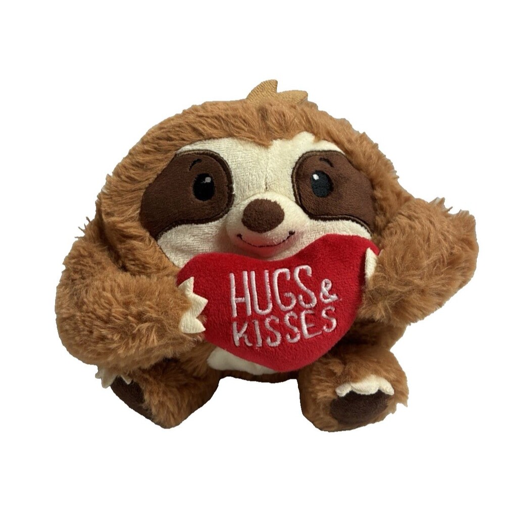 American Greetings Sloth Plush Hugs & Kisses Round Stuffed Animal Heart 6 Inch